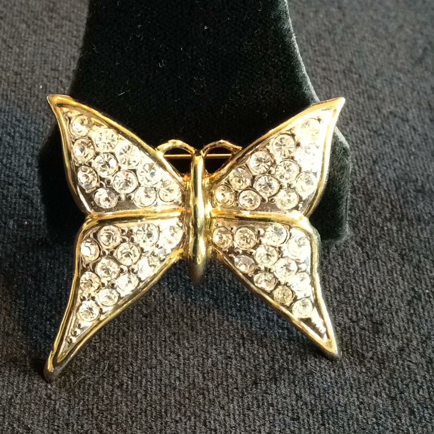 Vintage New Austrian Crystal Butterfly Brooch